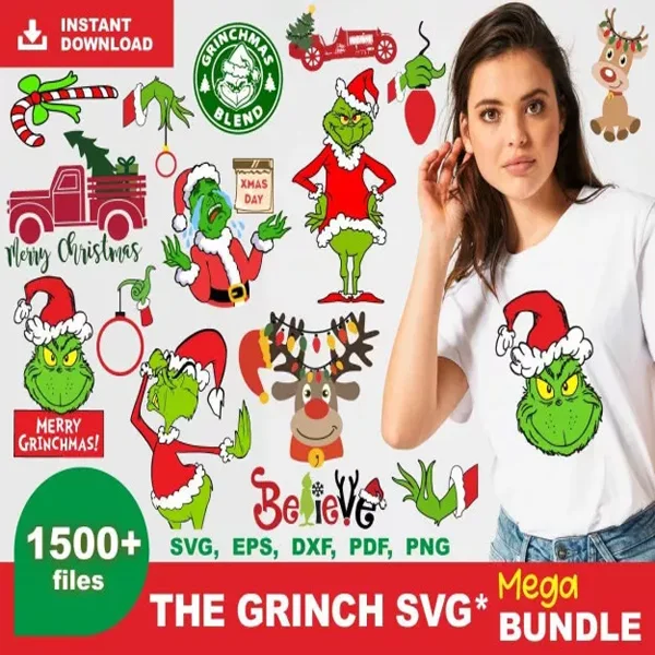 Grinch SVG Bundle 1500+ – Perfect for Cricut & Silhouette