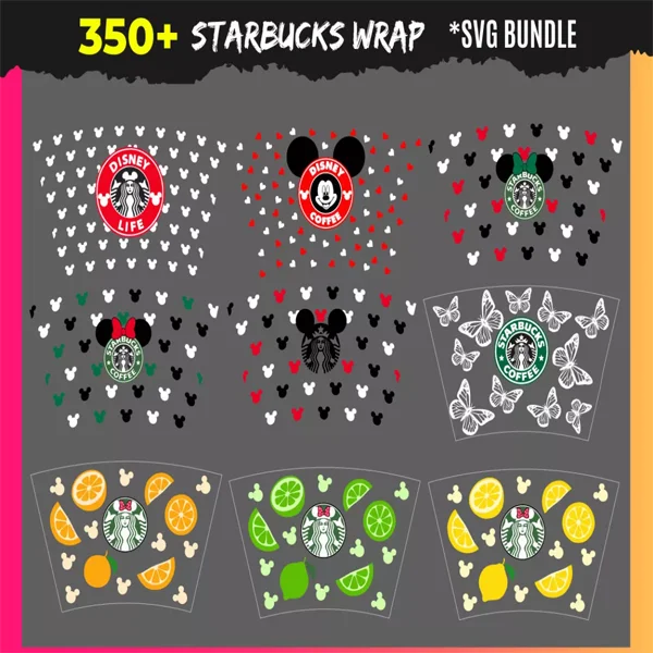 Starbucks Wrap SVG Bundle 350+