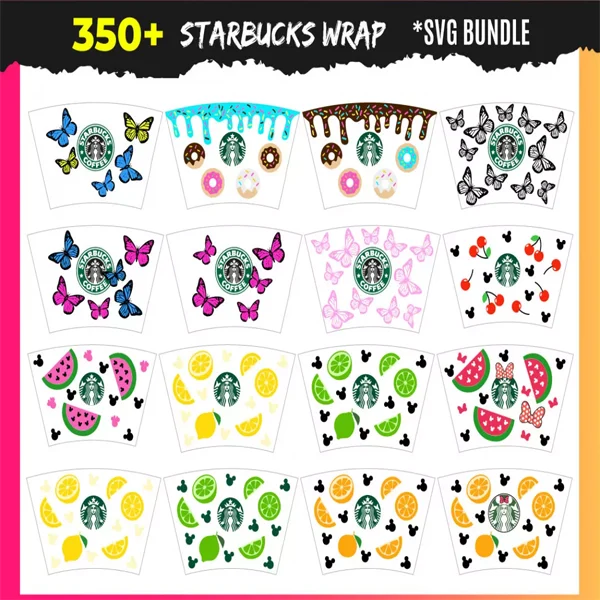 Starbucks Wrap SVG Bundle 350+