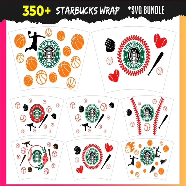 Starbucks Wrap SVG Bundle 350+