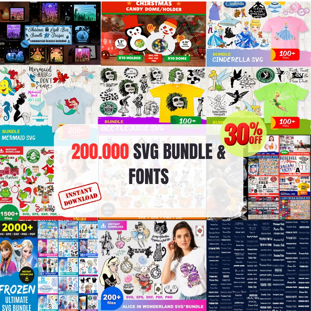 200.000  Mega SVG Bundle, Use SVG Files for Cricut, Instant Download