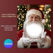 Christmas Santa Holding Globe Canva Template with Tutorials Included